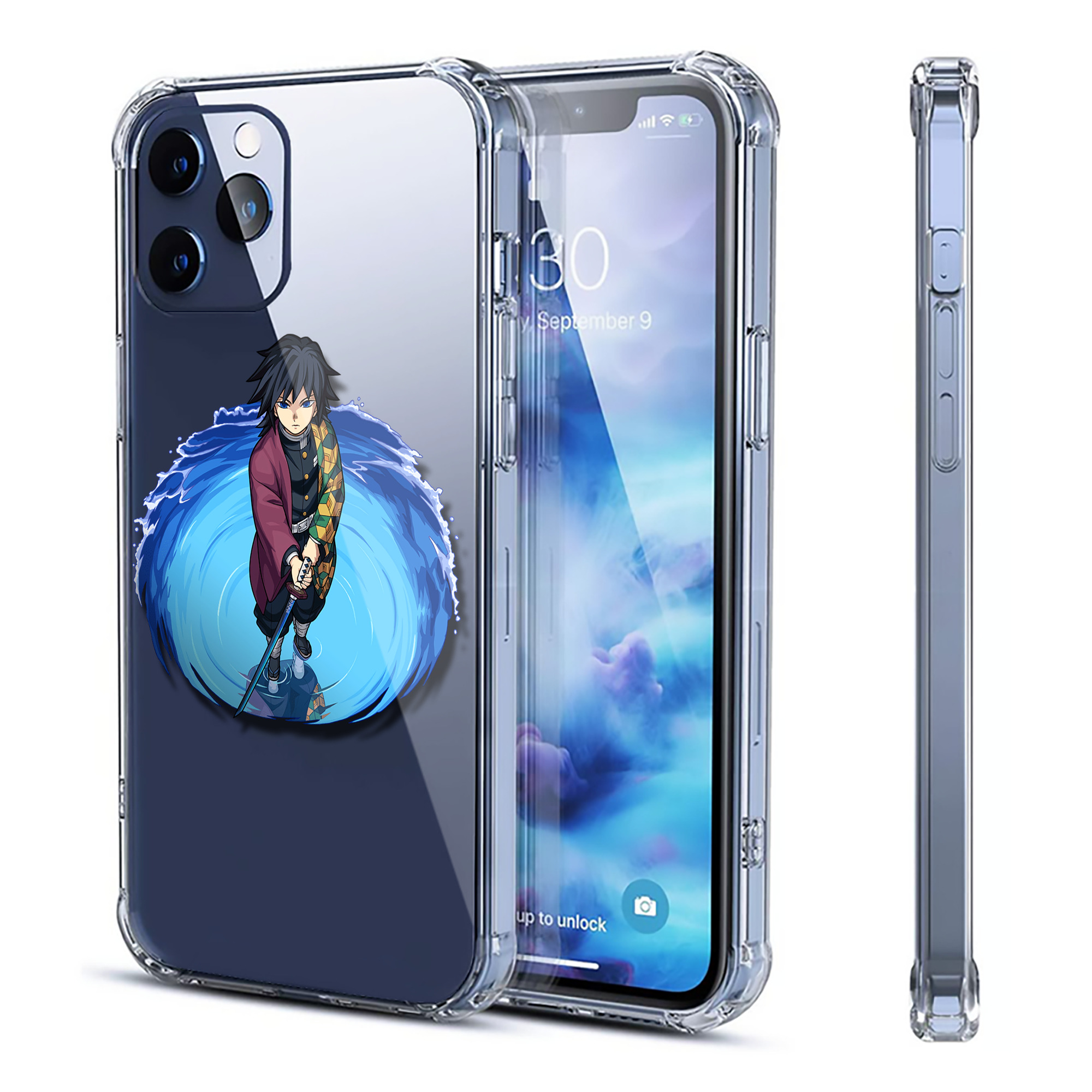 （画像用） 鬼滅の刃（きめつのやいば）水柱-冨岡 義勇／とみおか ぎゆう Tomioka Giyuu 【iPhone 12シリーズ対応】透明スマホケース（クリアソフトケース）
